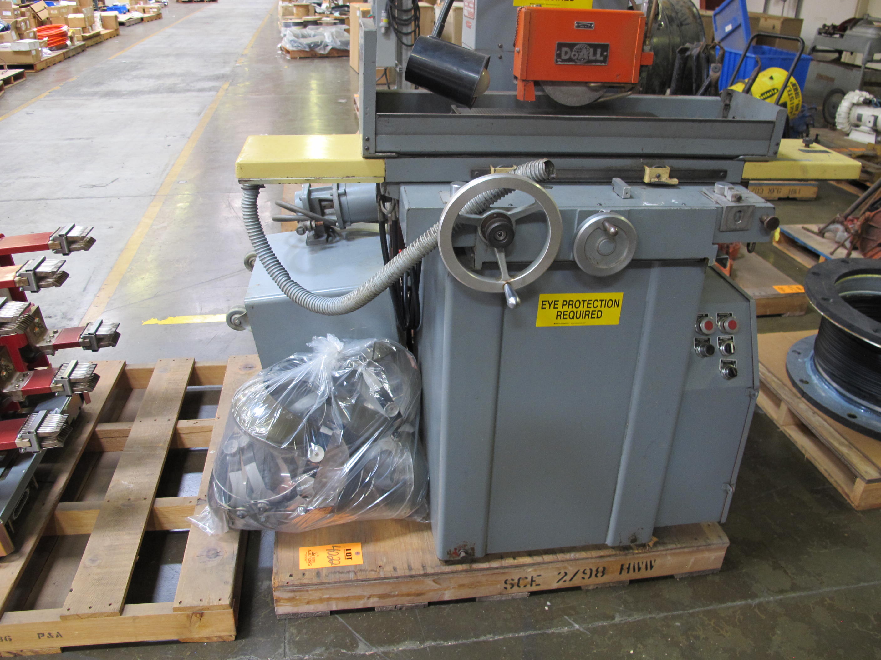 LOT TO INCLUDE: (1) DOALL SUPER PRECISION GRINDING SPINDLE, MACHINE MODEL# VS618-2, 440 V, 3 PHASE, 60 HZ, 3.95 A, ATTACHED WESTINGHOUSE AC MOTOR, 1 HP, 1725 RPM, TYPE SPFO, 230/460 V, 3 PHASE, 3.6 A, (7) FACE SHIELDS. LOADING & HANDLING FEE $15-4022